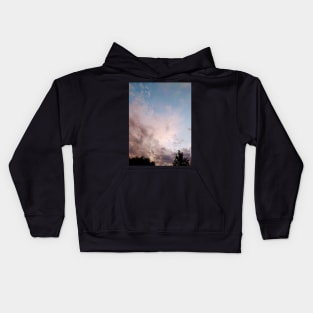 Pink Blue Grey Sky Hometown Clouds Trees And Sky Kids Hoodie